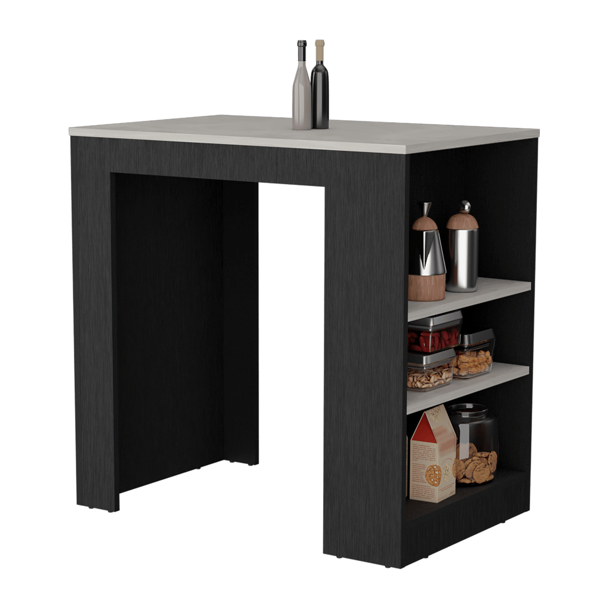 Isla de Cocina Potree Moderno 3 Entrepaños Wengue 59x91.3cm - Barras y Muebles Auxiliares | Bylmo