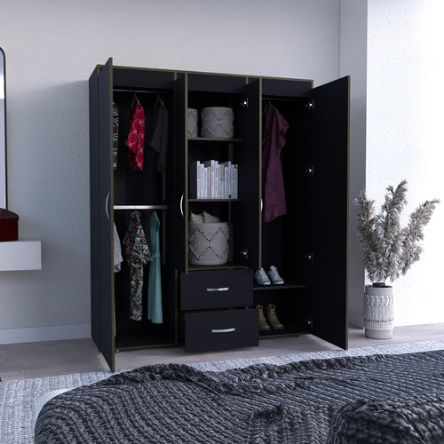 Closet Bariloche Compacto Wengue 4 Puertas 2 Cajones