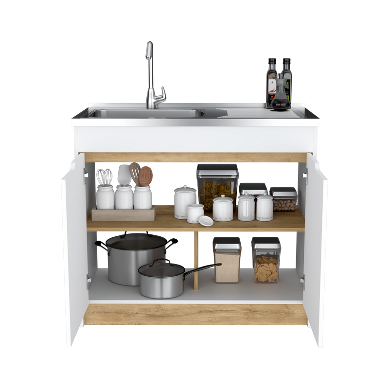 Mueble Inferior De Cocina Soler Sin Manija Blanco Moderno 52x89cm