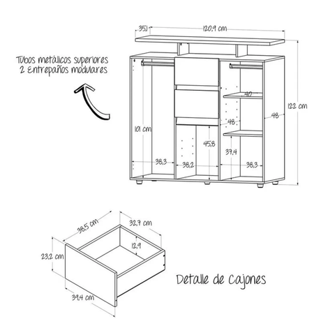 Cajonera Versa Moderno Con Espacio Para Tv 52 Pulgadas - Cajoneras y Comodas | Bylmo