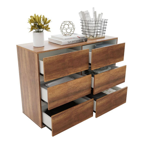 Cómoda Gaia 6 cajones 120.9x85.3 Caramelo Moderna - Cajoneras y Comodas | Bylmo