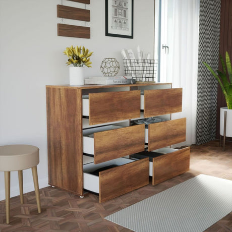 Cómoda Gaia 6 cajones 120.9x85.3 Caramelo Moderna - Cajoneras y Comodas | Bylmo