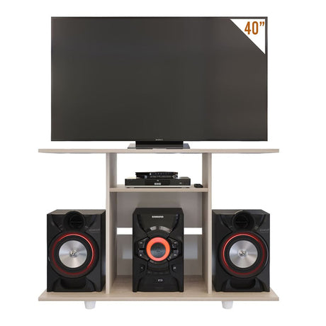 Mesa para TV Prato Moderna Ceniza 100x67.1 cm con 3 Entrepaños - Muebles de TV | Bylmo