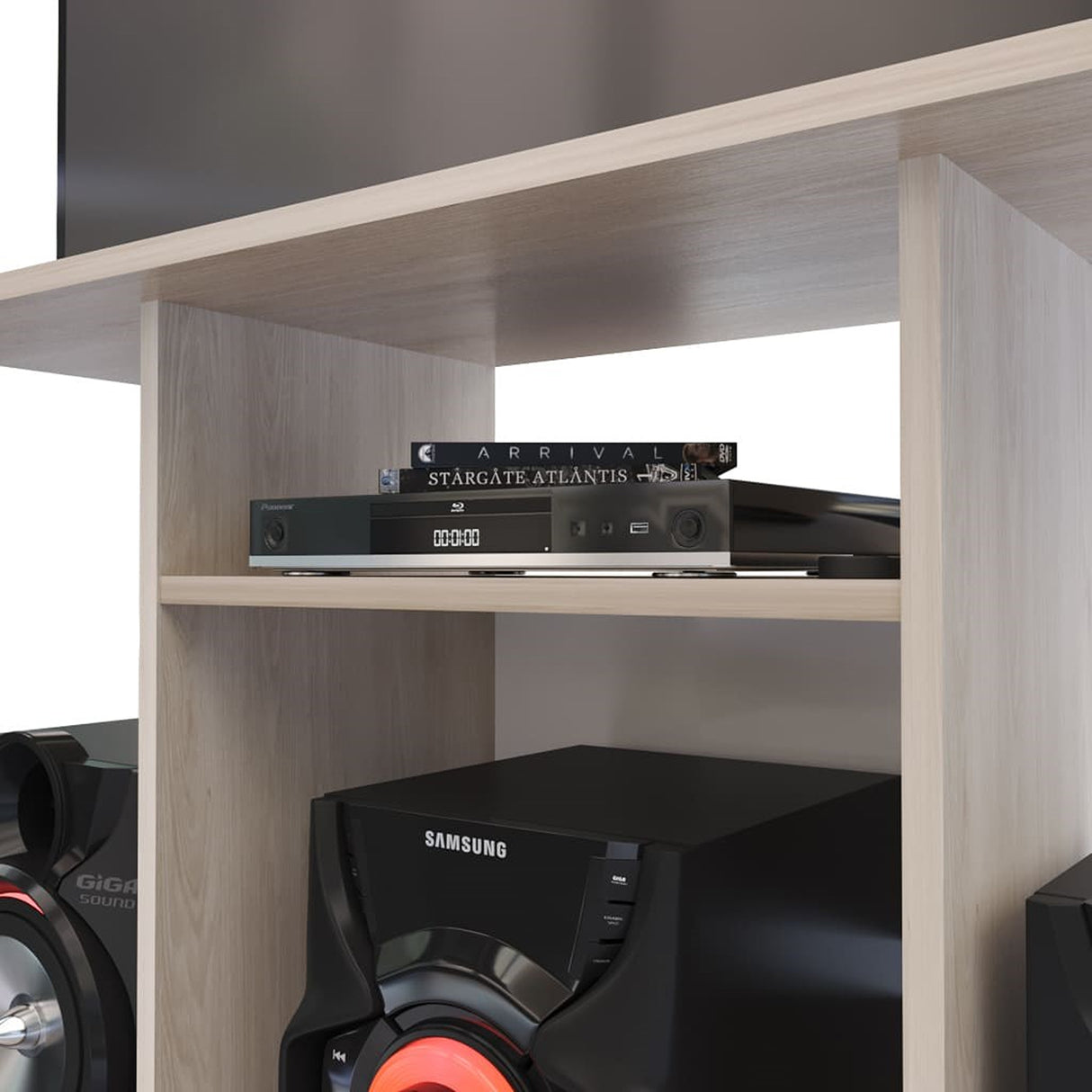 Mesa para TV Prato Moderna Ceniza 100x67.1 cm con 3 Entrepaños - Muebles de TV | Bylmo