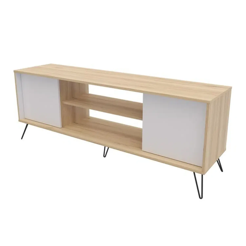 Mesa Para Tv Urban Duna 160x40x59 Cm. Moderna Con 2 Compartimientos Y Con Patas.