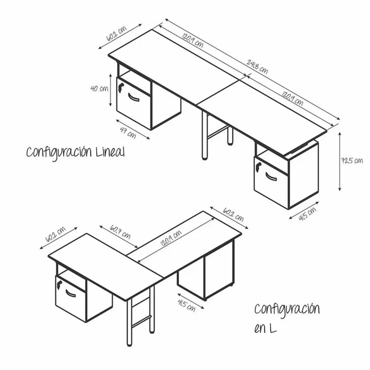 Centro de Computo Asturias 181.1x72.5 cm Rovere Transformable - Escritorios | Bylmo