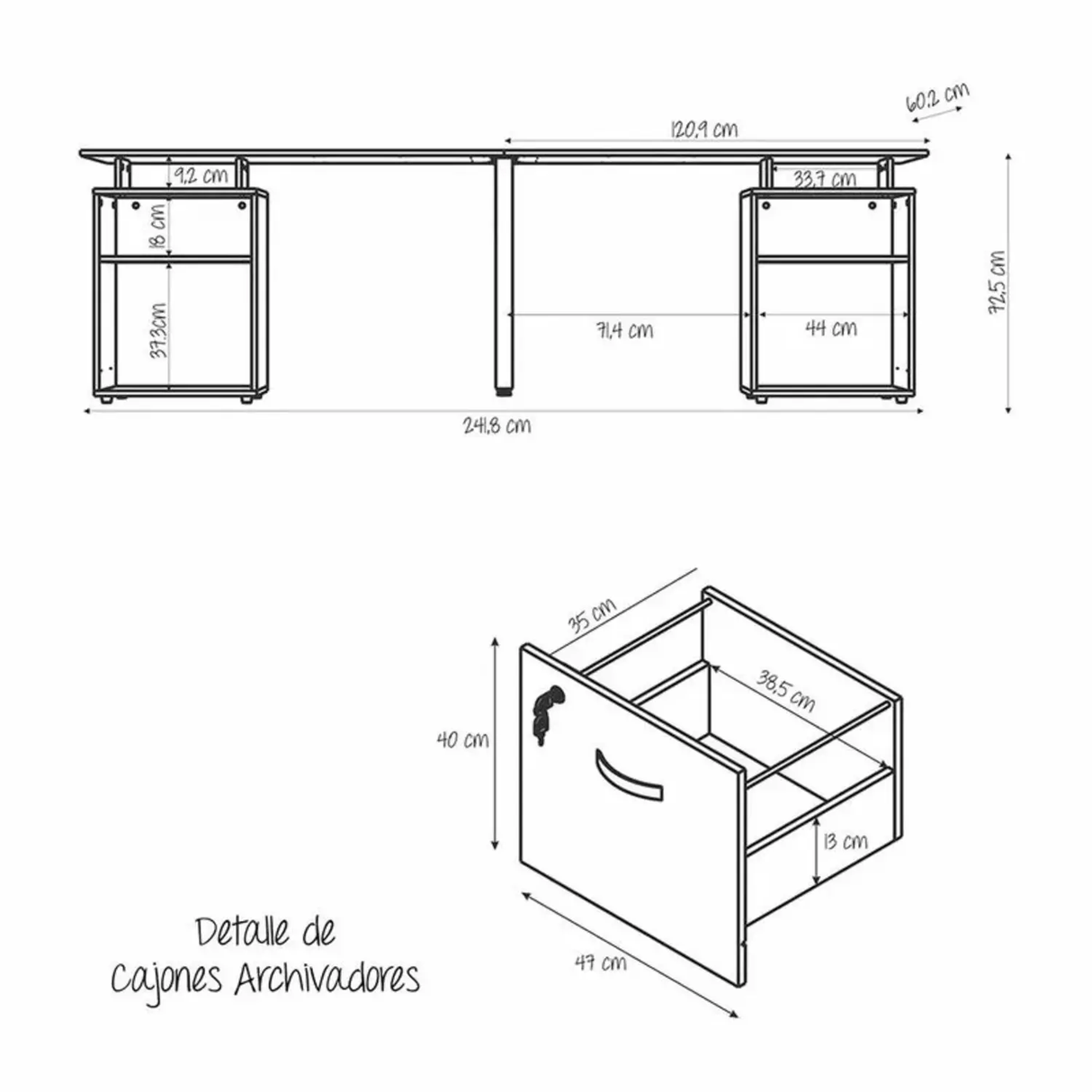 Centro de Computo Asturias 181.1x72.5 cm Rovere Transformable - Escritorios | Bylmo