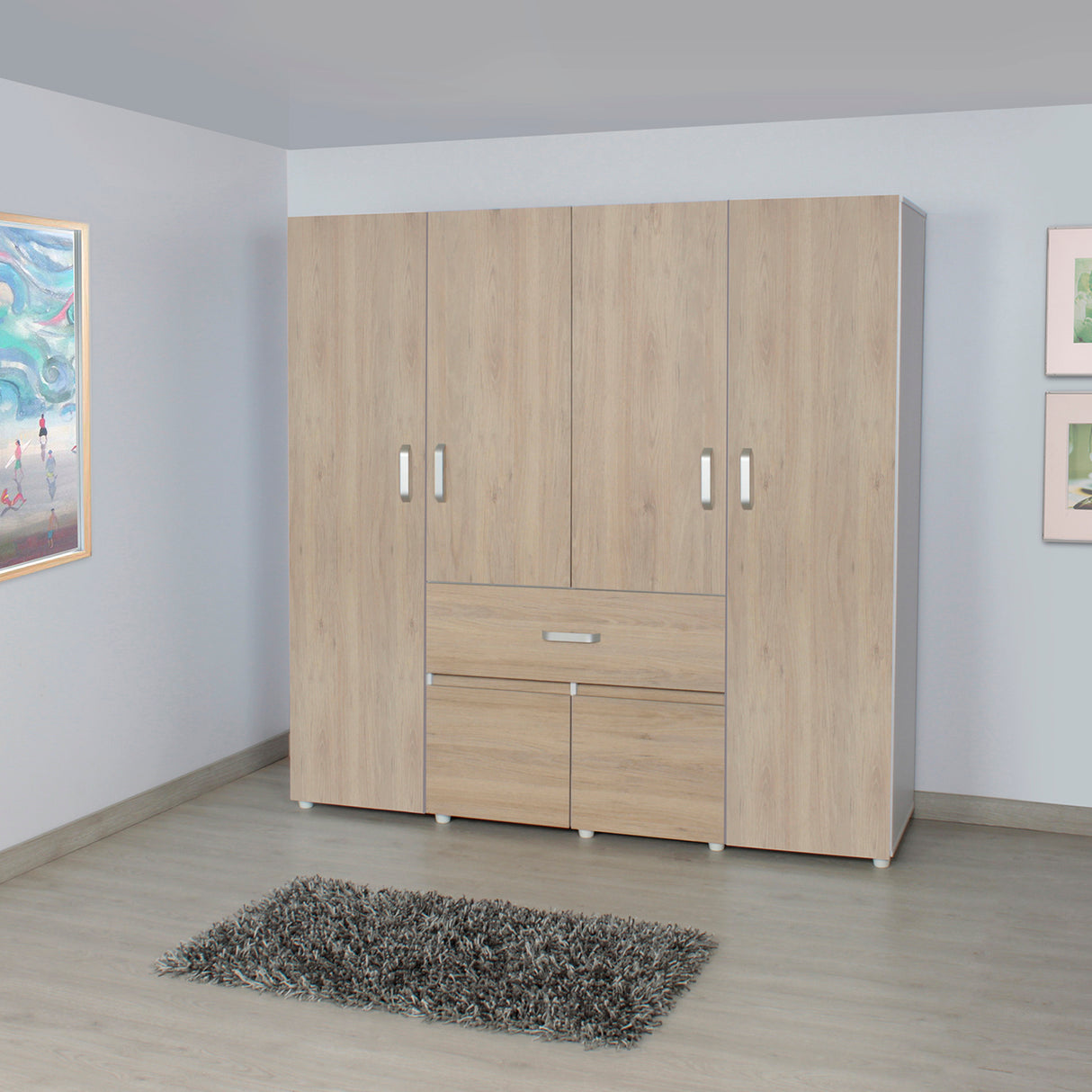 Closet Bonn Moderno 180x49.8 Blanco con 6 Puertas y 2 Cajones - Closets | Bylmo