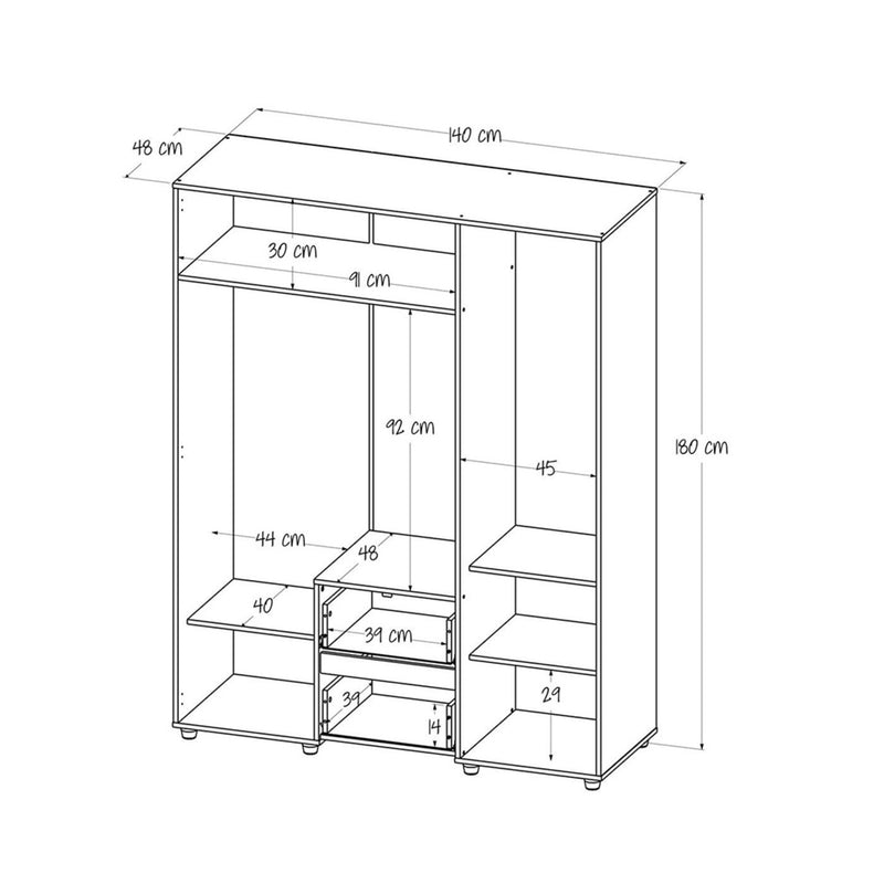 Closet Saga Duna 140x50x180cm Mdp