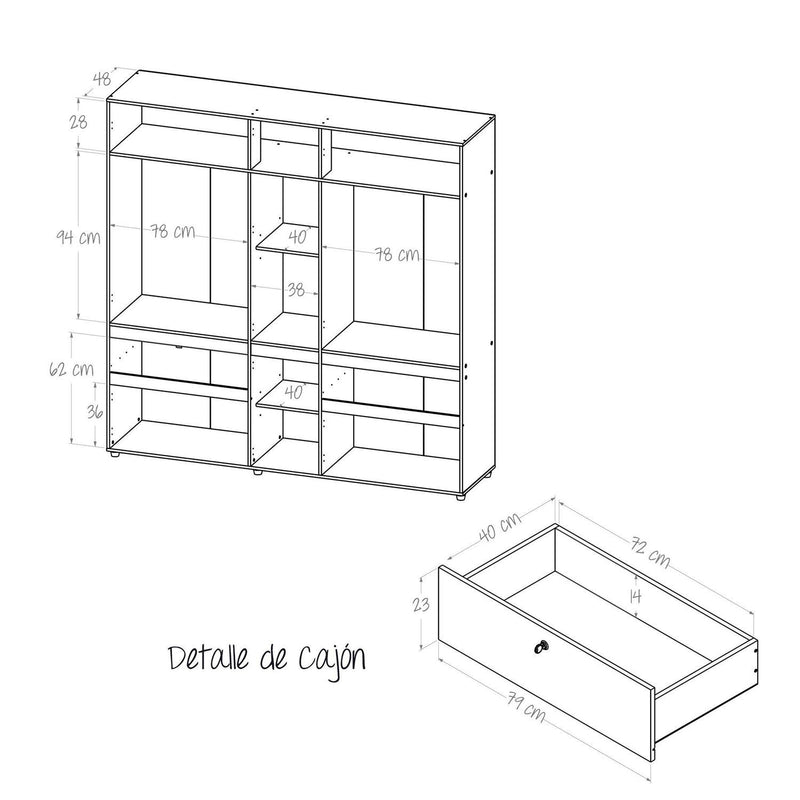 Closet Kanon Duna 200x199.9cm Con Espejo