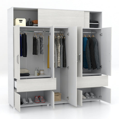 Closet Bari 200 Cm Niebla 2 Cajones 6 Entrepaños Moderno - Closets | Bylmo