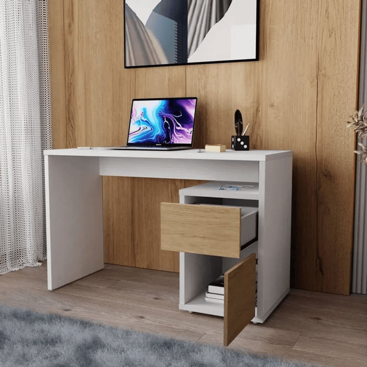 Escritorio Adda 120x50 Blanco Moderno con 1 Cajón - Escritorios | Bylmo