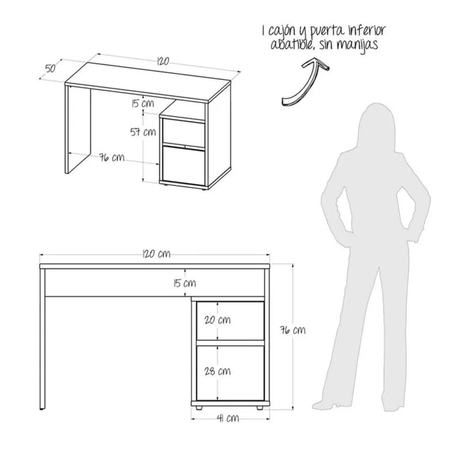 Escritorio Adda 120x50 Blanco Moderno con 1 Cajón - Escritorios | Bylmo