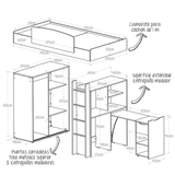 Camarote Leka 194.6x114x174.1 Duna con Escritorio y Closet - Camas y Cabeceros | Bylmo