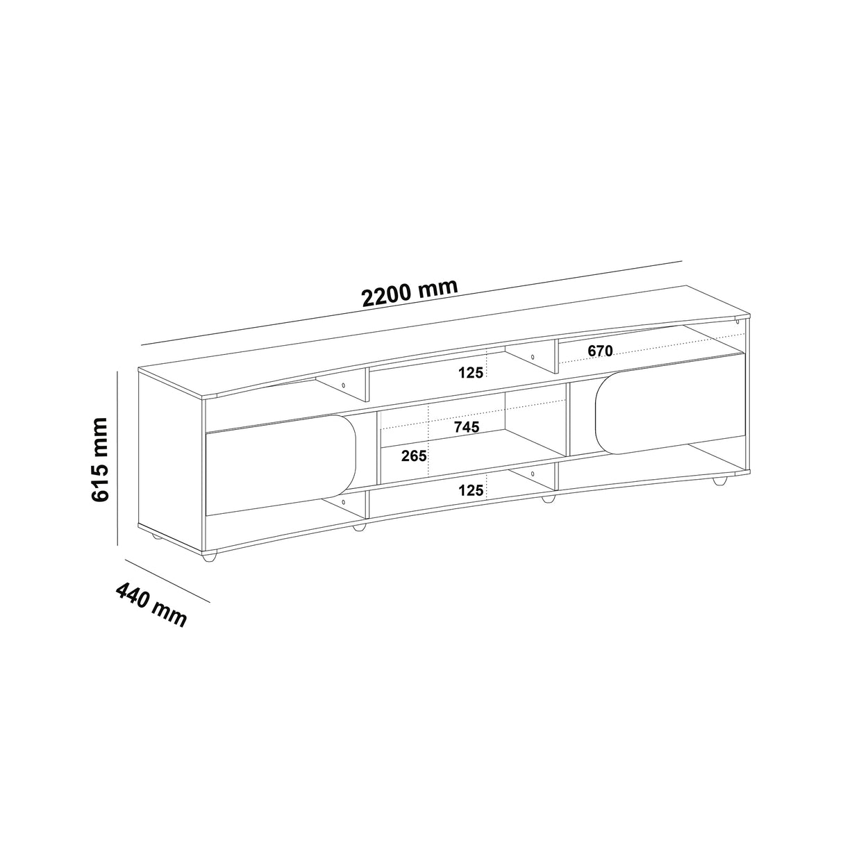 Mesa para TV Bewood 220cm Cedro Blanco Para TV Hasta 86 Pulgadas Elegante y Moderna - Muebles de TV | Bylmo