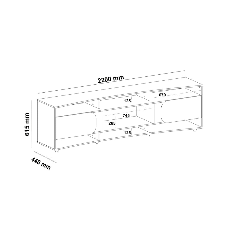 Mesa Para Tv Bewood 220cm Cedro Blanco Para Tv Hasta 86 Pulgadas Elegante Y Moderna