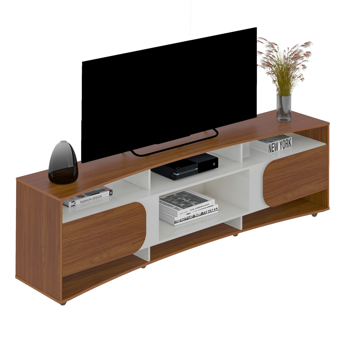 Mesa para TV Bewood 220cm Cedro Blanco Para TV Hasta 86 Pulgadas Elegante y Moderna - Muebles de TV | Bylmo