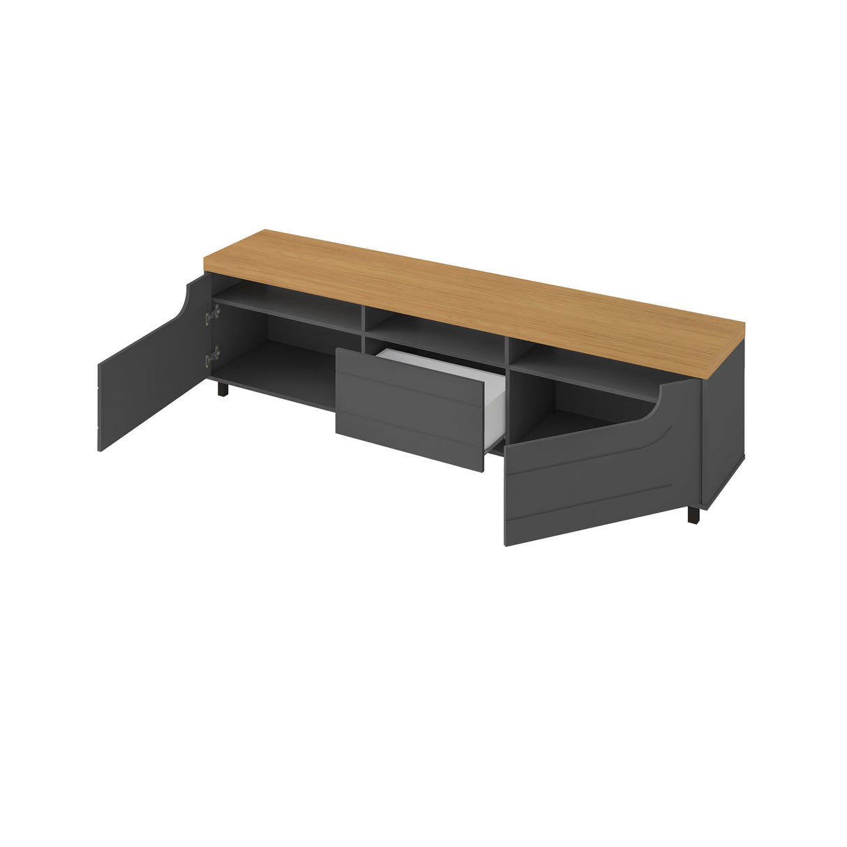 Mesa para TV Bewood 200x40x53 Roble Grafito TV hasta 75 Pulgadas - Muebles de TV | Bylmo