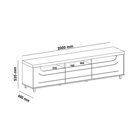 Mesa Para Tv Bewood 200cm Mpd Roble Y Grafito Para Tv Hasta 75 Pulgadas - Muebles de TV | Bylmo