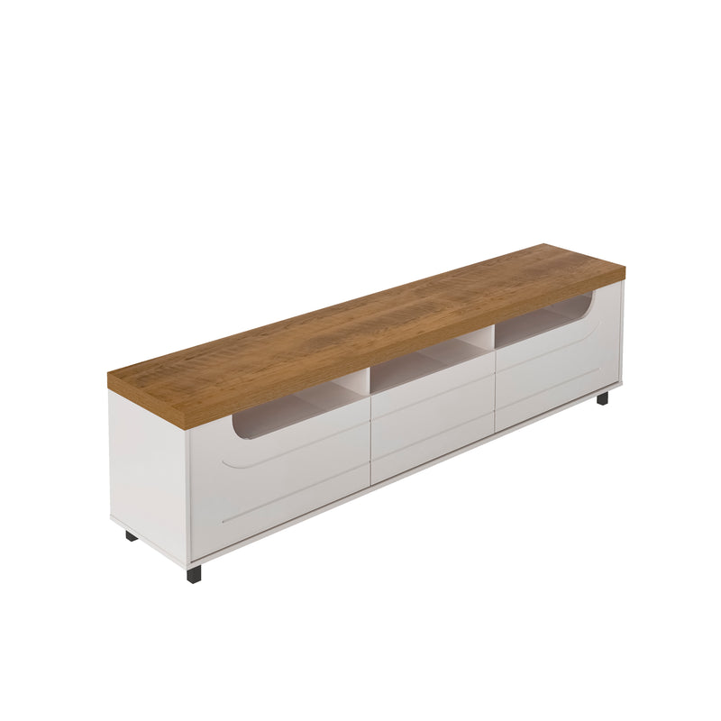 Mesa Para Tv Bewood 200cm Mpd Roble Y Grafito Para Tv Hasta 75 Pulgadas