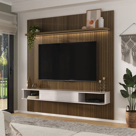 Panel de TV Bewood para TV Hasta 75 Pulgadas Pino y Blanco Moderna - Muebles de TV | Bylmo