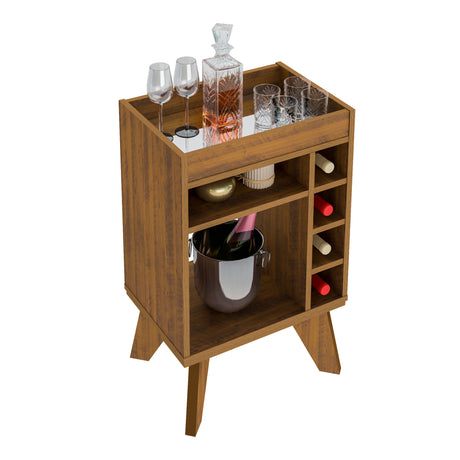 Bar Bajo Stelar Pino Retro 45 cm con Espacio para Botellas - Bares | Bylmo
