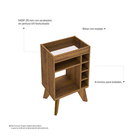 Bar Bajo Stelar Pino Retro 45 cm con Espacio para Botellas - Bares | Bylmo