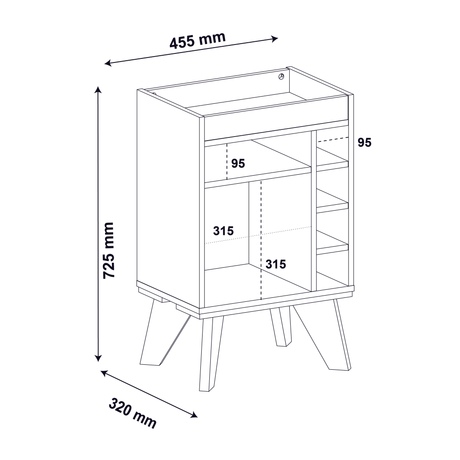 Bar Bajo Stelar Negro Retro 45 cm con Espacio para Botellas - Bares | Bylmo