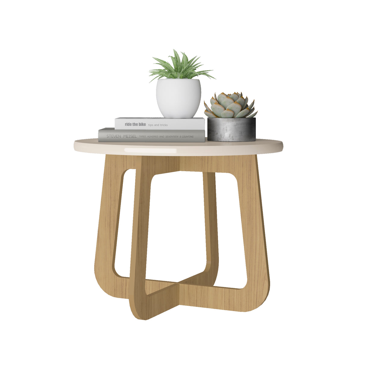 Mesa de Centro Jasmin 59x59 cm Blanco y Roble Moderna - Mesas de Centro | Bylmo
