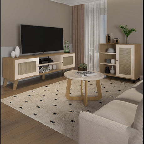 Mesa de Centro Jasmin 59x59 cm Blanco y Roble Moderna - Mesas de Centro | Bylmo