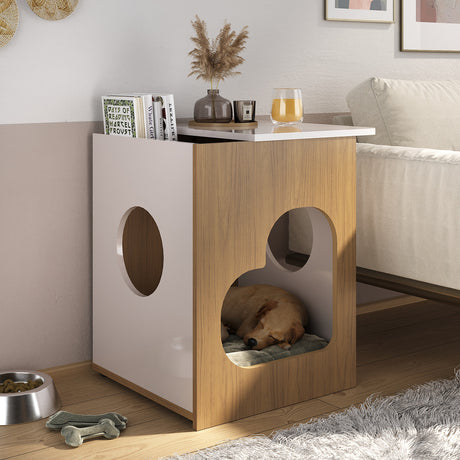 Mesa Auxiliar Petsgrove 2 En 1 Roble Y Blanco - Muebles para Mascotas | Bylmo