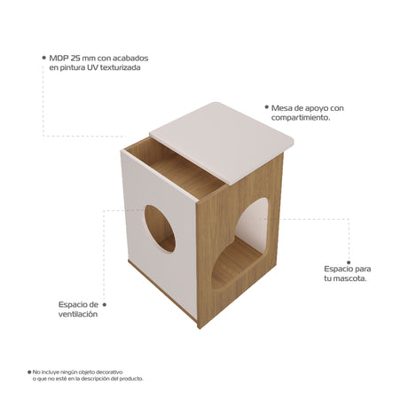 Mesa Auxiliar Petsgrove 2 En 1 Roble Y Blanco - Muebles para Mascotas | Bylmo