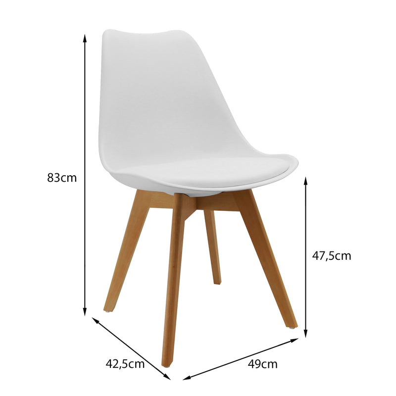 Kit X 2 Sillas Comedor Joly Modernas Blanco 49 Cm