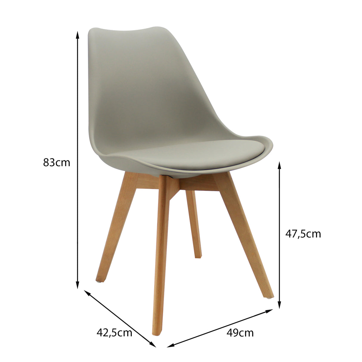 Kit x 2 Sillas Comedor Joly Gris Elegante y Moderno 49 cm - Sillas y Butacos | Bylmo