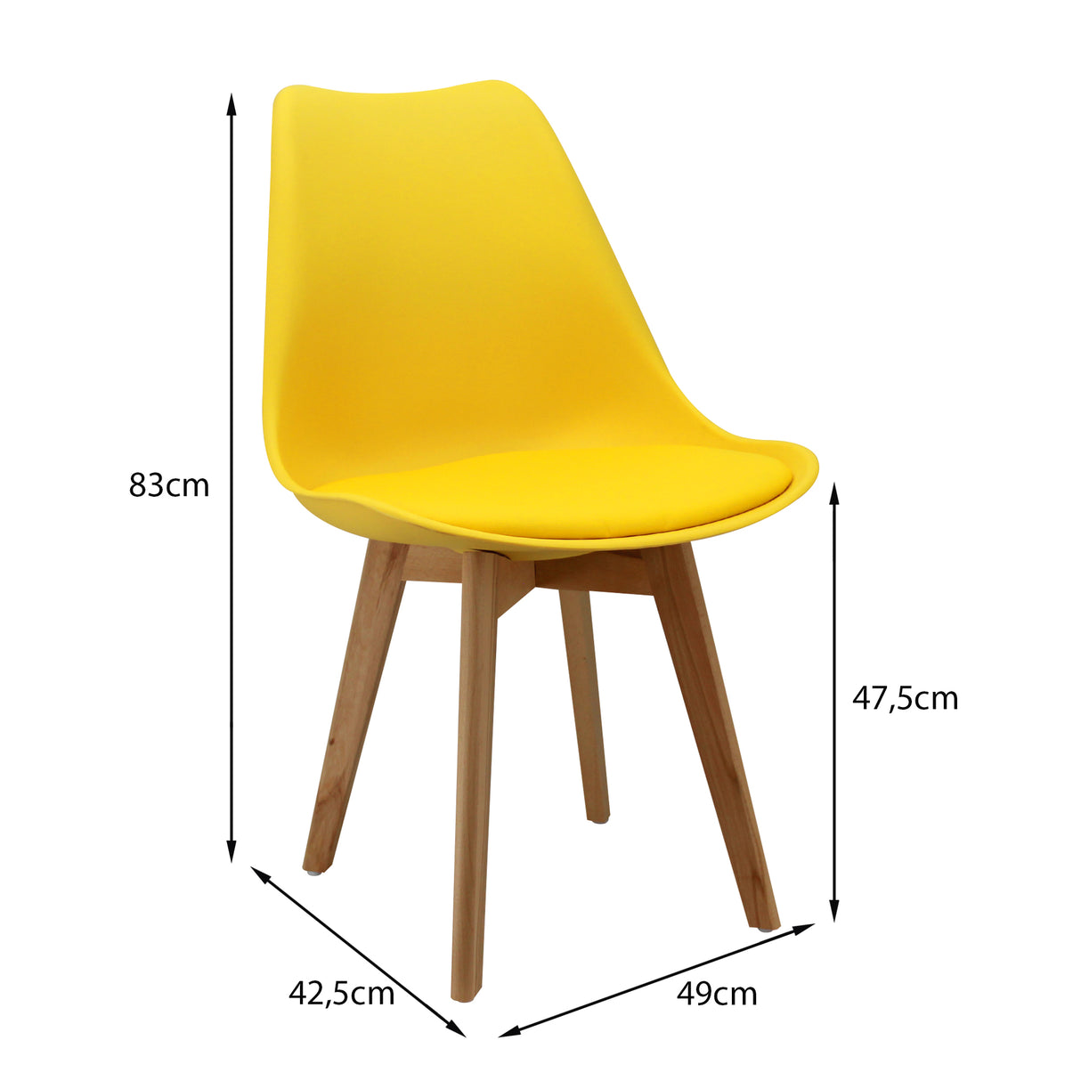 Kit x 2 Sillas Comedor Joly Modernas Amarillo Elegancia 49 cm - Sillas y Butacos | Bylmo