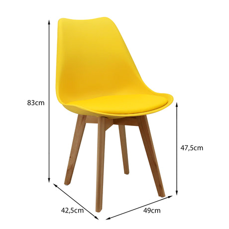 Kit X 4 Sillas Comedor Joly Amarillo Modernas 49 Cm - Sillas y Butacos | Bylmo