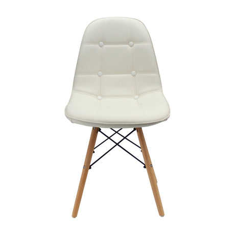 Silla de Comedor DKR Botones Confort Cuero Blanco 44 cm - Sillas y Butacos | Bylmo