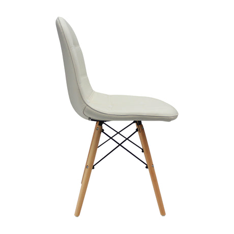 Silla de Comedor DKR Botones Confort Cuero Blanco 44 cm - Sillas y Butacos | Bylmo