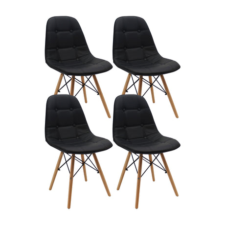 Kit x 4 Sillas Comedor DKR Botones Elegancia 44 cm Negro - Sillas y Butacos | Bylmo