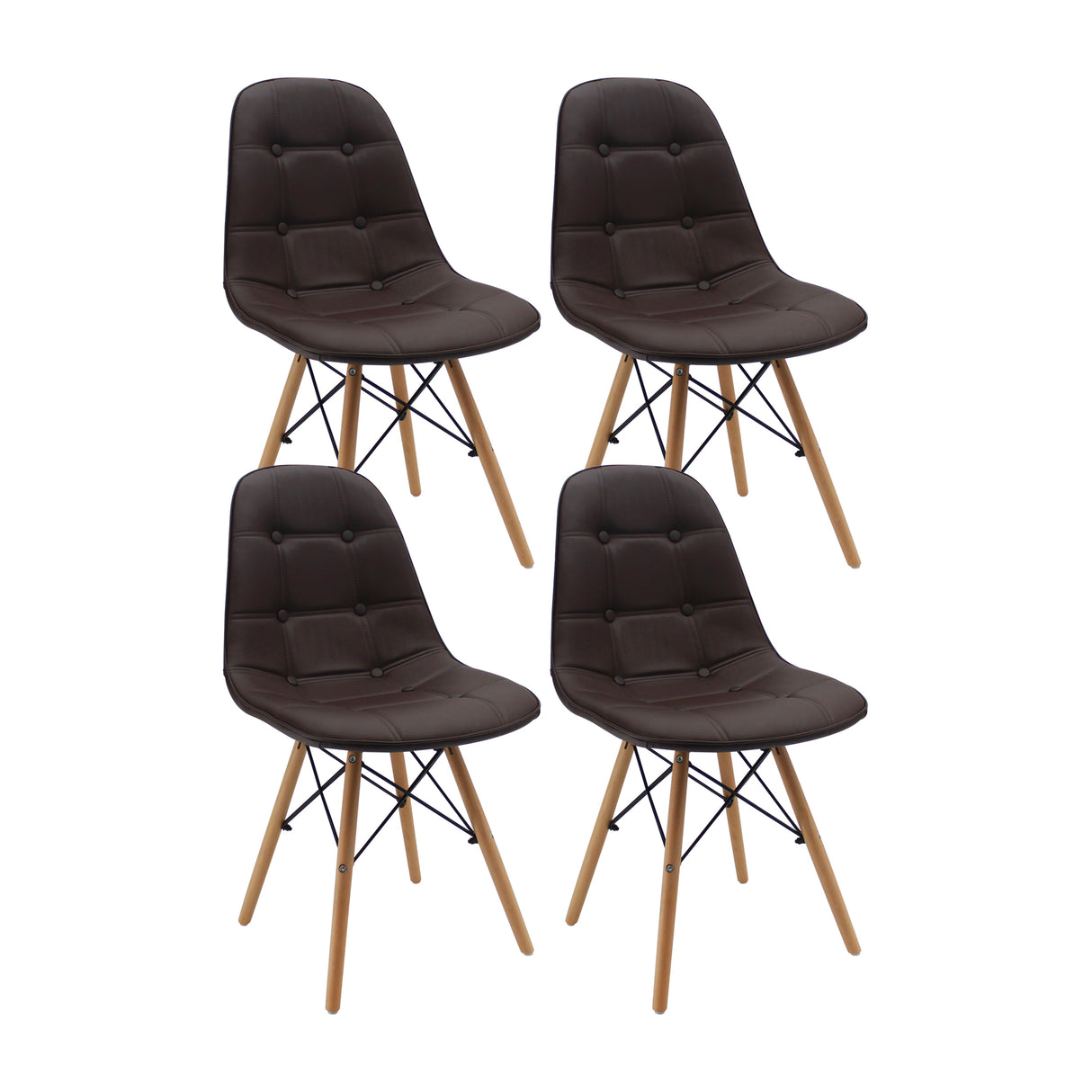 Kit x 4 Sillas Comedor DKR BOTONES Elegancia 44 cm Café - Sillas y Butacos | Bylmo