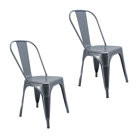 Kit X 2 Sillas De Comedor Titan Tolix Gris Metálica Elegante 36 Cm - Sillas y Butacos | Bylmo
