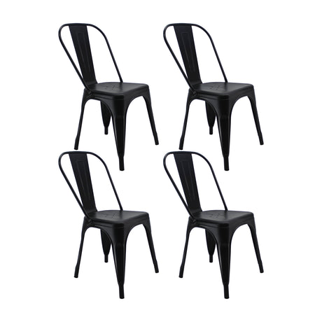Kit X 4 Sillas De Comedor Tolix Titan Elegante 36 Cm Metal Negro - Sillas y Butacos | Bylmo