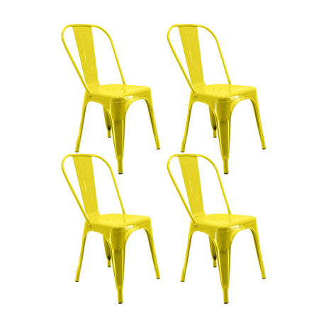 Kit x 4 Sillas de Comedor Tolix Titan Elegante 36 cm Amarillo Metal - Sillas y Butacos | Bylmo