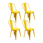 Kit X 4 Sillas De Comedor Tolix Titan Elegante 36 Cm Amarillo Metal