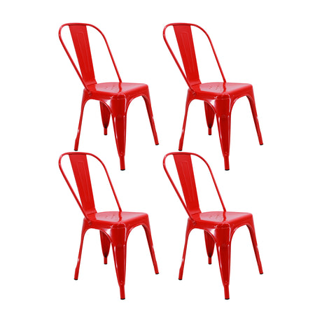 Kit X 4 Sillas De Comedor Tolix Titan Elegante 36 Cm Moderna En Rojo - Sillas y Butacos | Bylmo