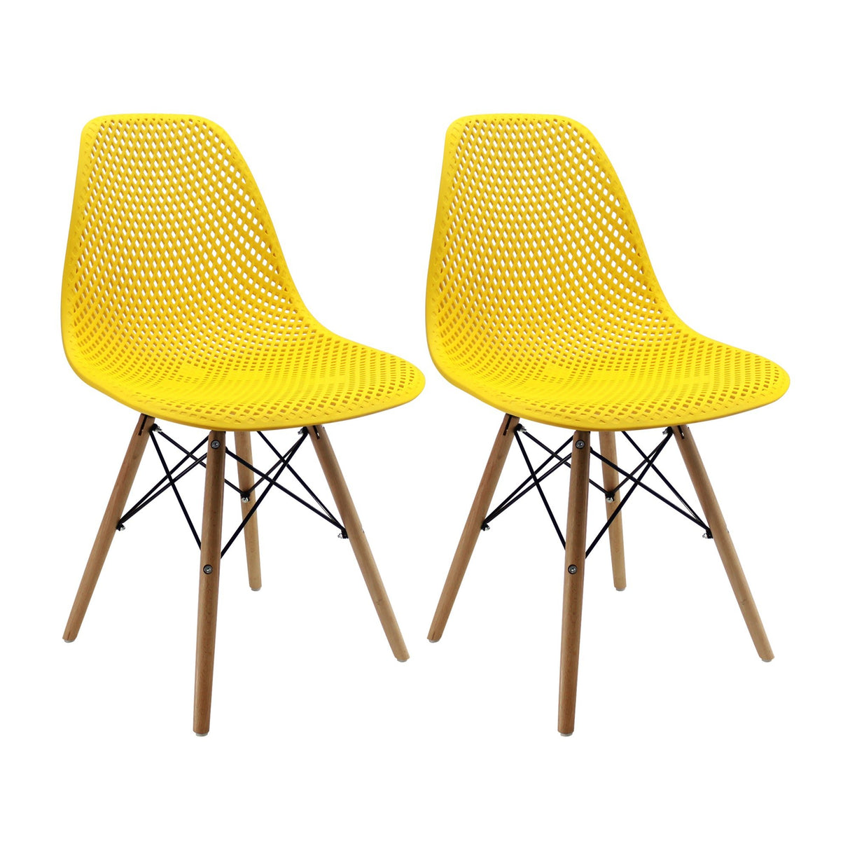 Kit x 2 Sillas Comedor Colmeia Amarillo Polipropileno Moderno 46.5 cm - Sillas y Butacos | Bylmo