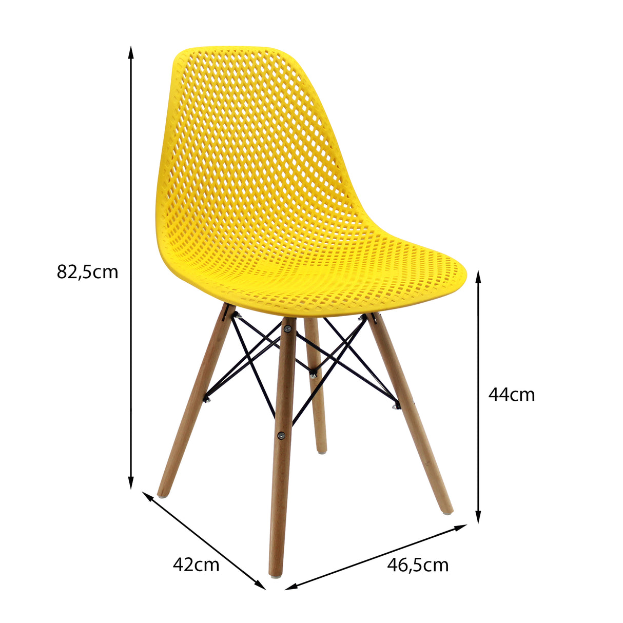 Kit x 2 Sillas Comedor Colmeia Amarillo Polipropileno Moderno 46.5 cm - Sillas y Butacos | Bylmo