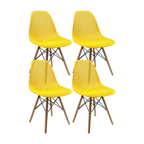 Kit x 4 Sillas Comedor Colmeia Amarillo Moderno Polipropileno 46.5 cm - Sillas y Butacos | Bylmo