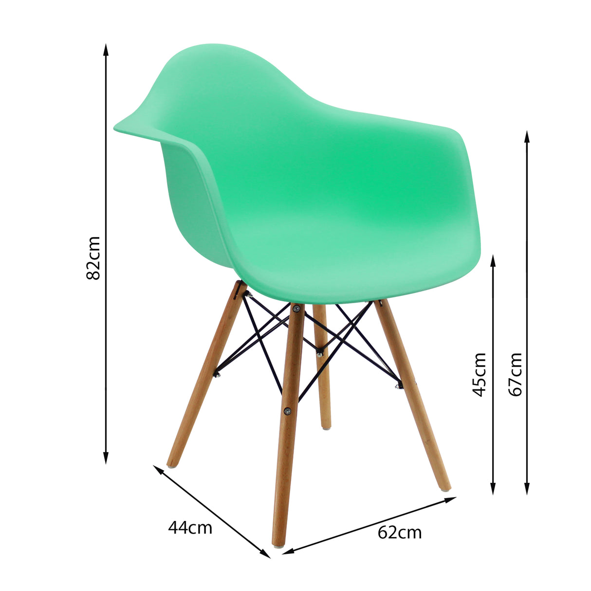 Silla de Comedor DKR Eames Verde Menta Moderna con Brazos 62 cm - Sillas y Butacos | Bylmo