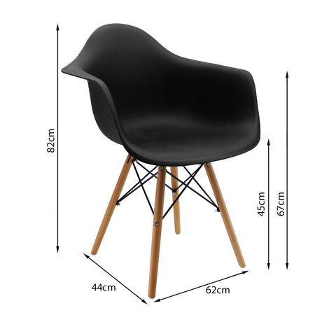 Kit x 2 Sillas Comedor DKR Eames Negra Moderna 62 cm - Sillas y Butacos | Bylmo
